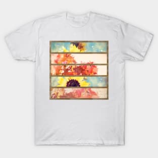 romantic autumn fall leaves watercolor leaves sunflower T-Shirt